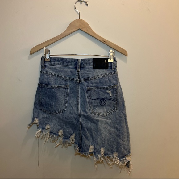 R13 Asymmetrical Distressed Denim Skirt - Picture 4 of 7